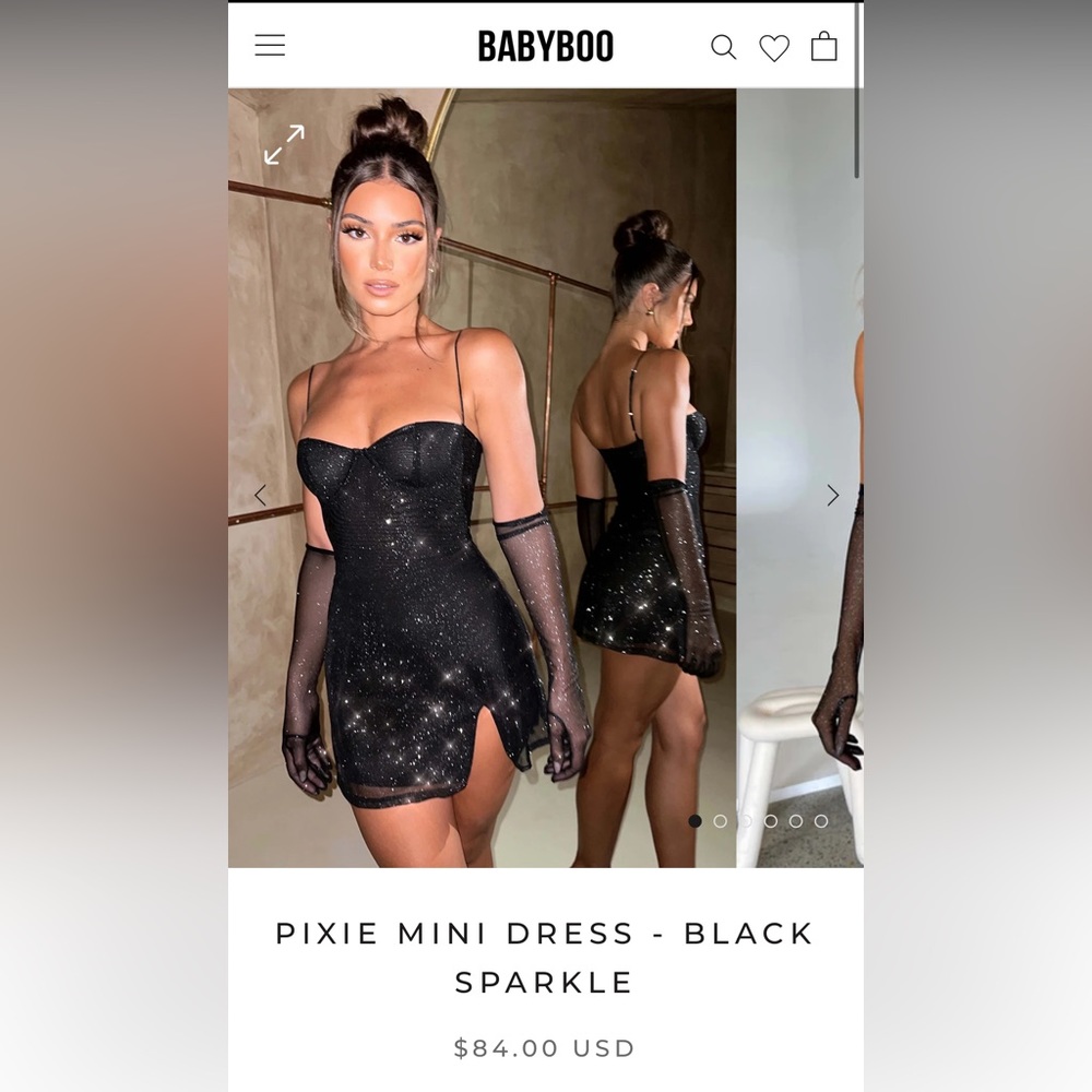 Pixie Mini Dress - Black Sparkle with tags
